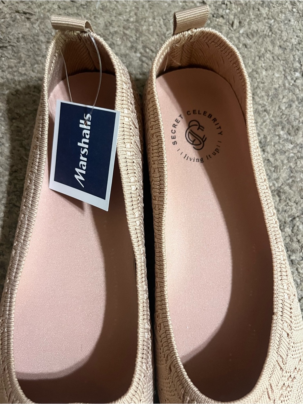 Marshalls Women's Knit Pointed Ballet Flats - Pale Pink - Picture 2 of 4